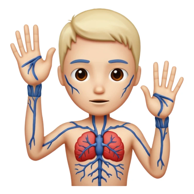 Illustrate Thing with detailed veins & stitches, posed upright giving a gesture. sticker