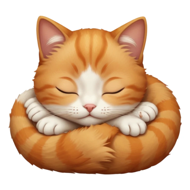 ginger and white small cat curled up with head upside down with eyes closed sticker