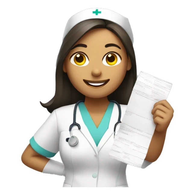 Nurse holding up a paper with an A+ grade sticker
