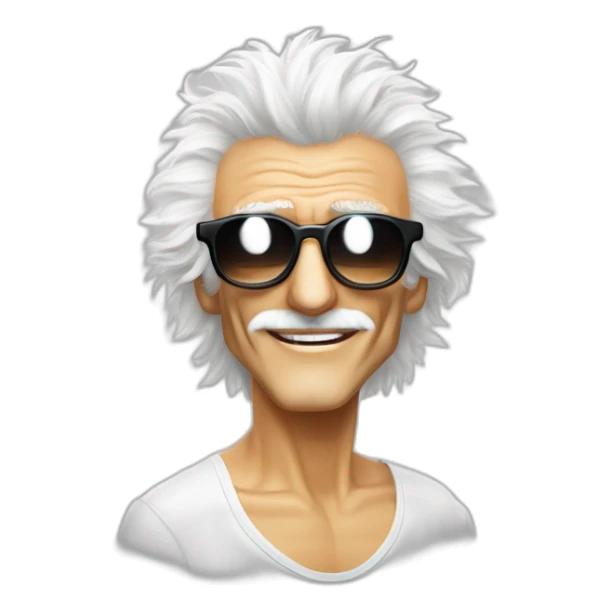 michel polnareff avec des lunettes de soleil blanches et expression de visage neutre sticker