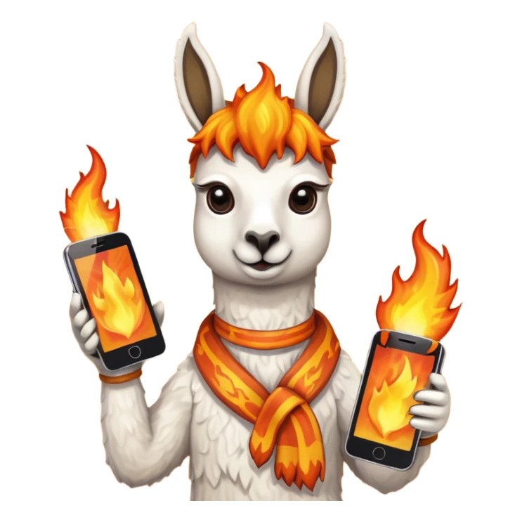 una llama de fuego que tenga en la mano un telefono sticker