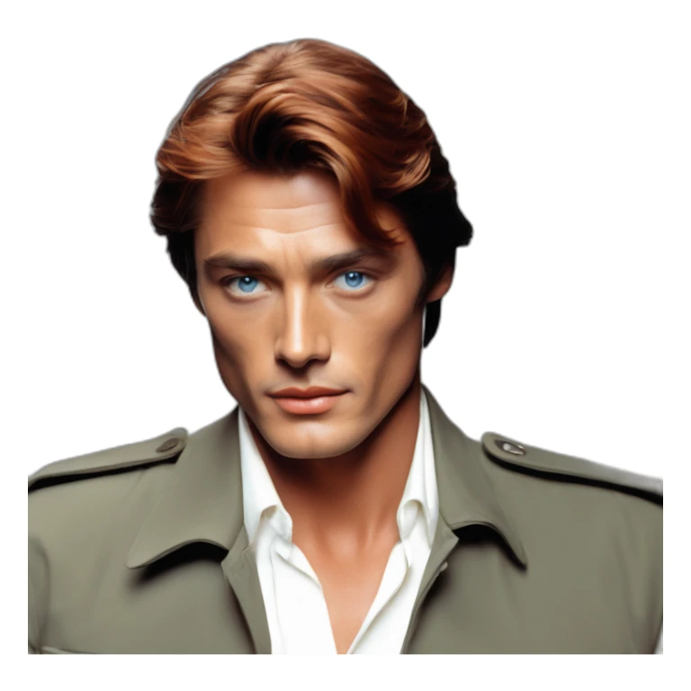 Alain Delon young police blue eyes short red hair sticker