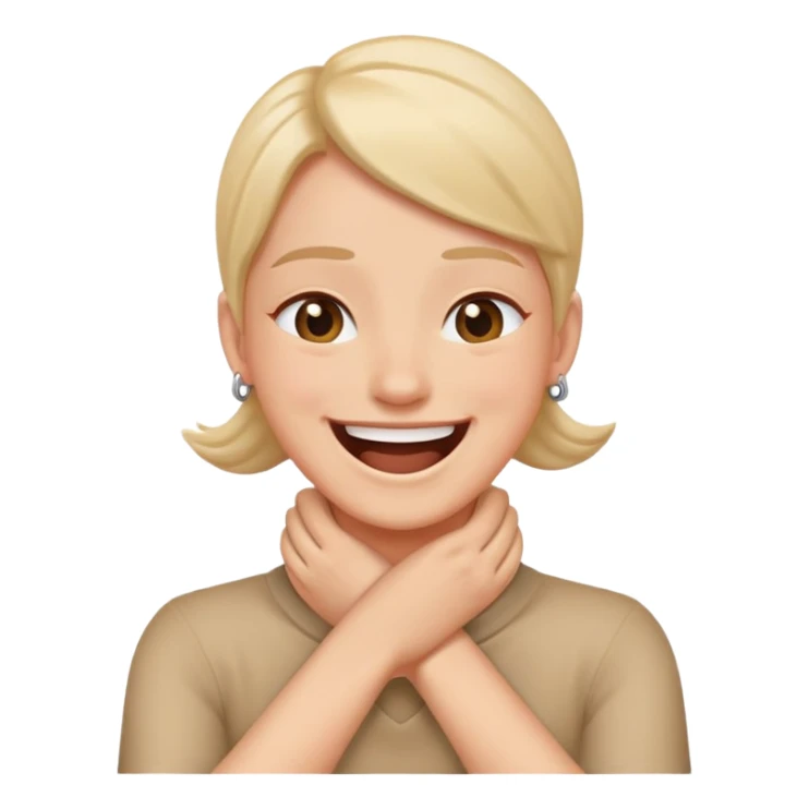 person with hands crossed in front of there neck laughing  sticker