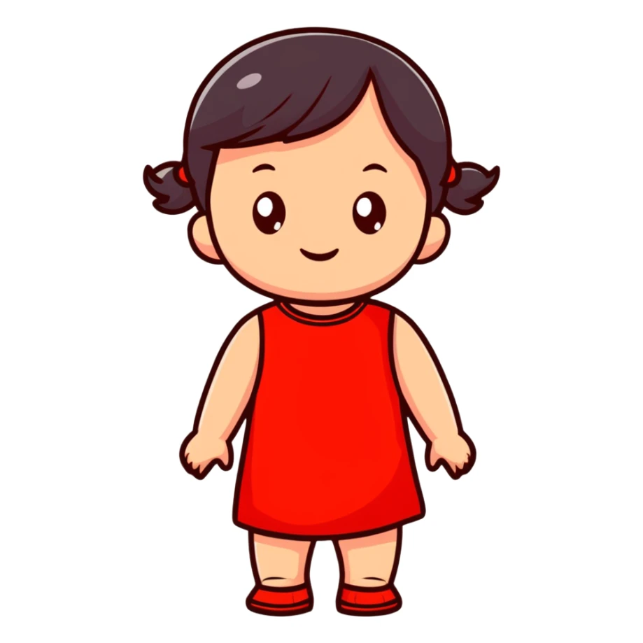 adorable child in a bright red dress sticker