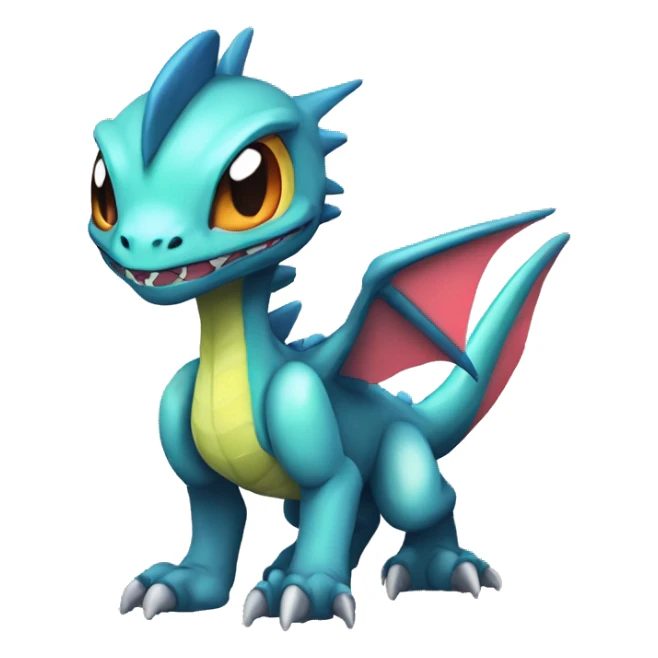 Colorful Edgy Chibi-Greymon-Flygon-Velociraptor-Pokémon sticker