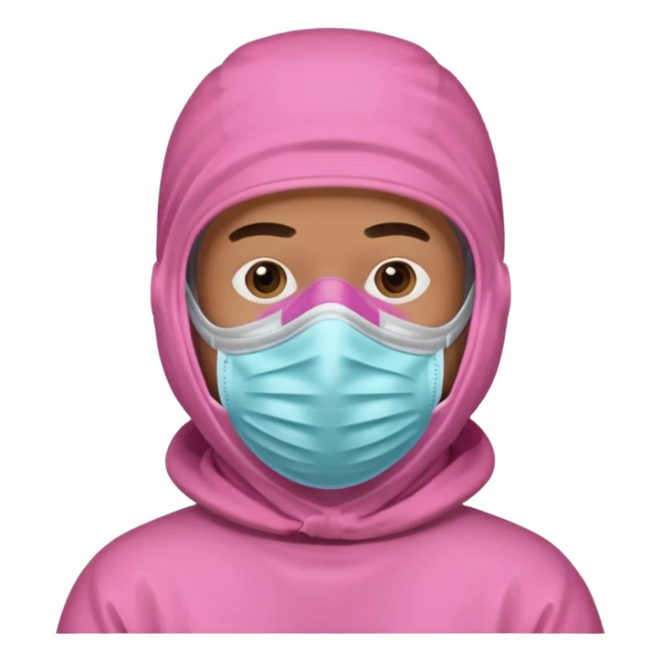 man in pink protection clothes with full-faced pink mask covered whole face sticker