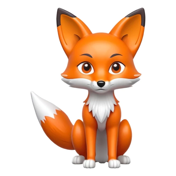 original designer toy character with fox features, pointed ears, X-symbol eyes, long limbs, sleek design, collectible figure sticker