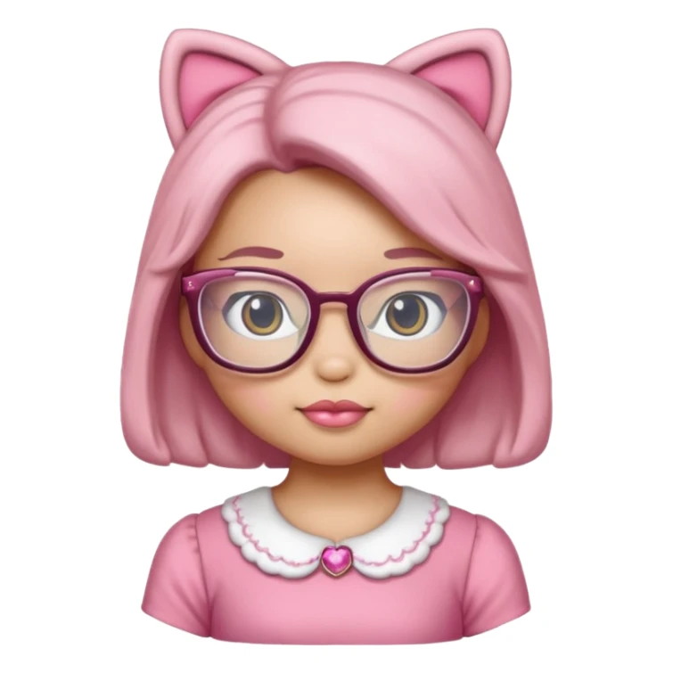 Hello kitty wearing glasses and pink dress  sticker