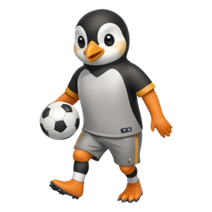a penguin playing football with jersey and shorts  sticker