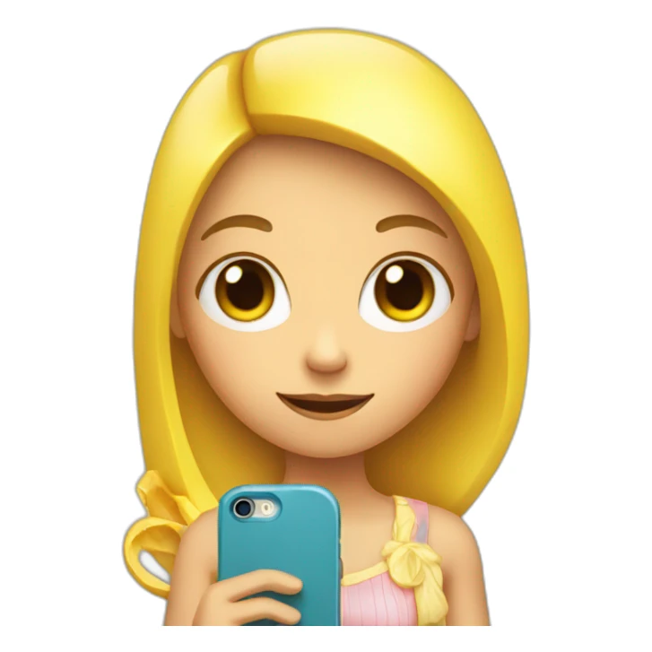 girl holding a banana like a cell phone sticker