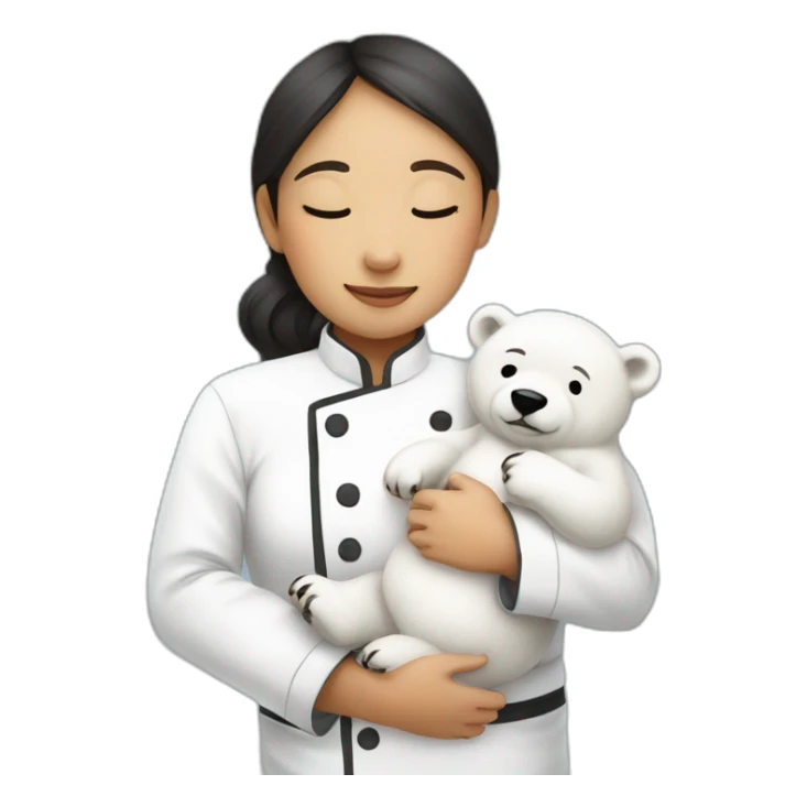 Chef filipine black stand with baby polar bear sleeping to back him sticker