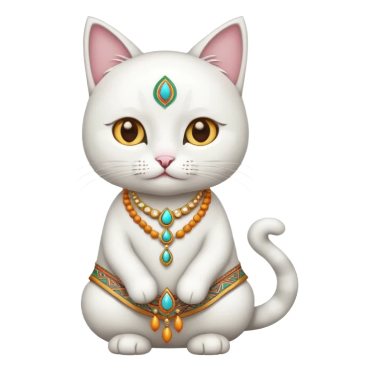 white cat wearing indian clothes sticker