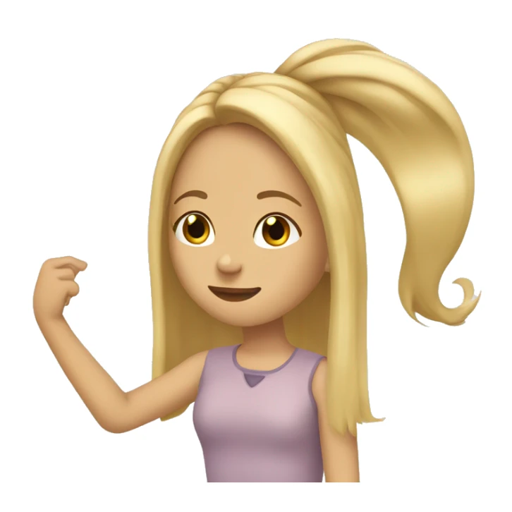 girl with long blonde hair that is tucking her hair behind her ear with her right hand sticker