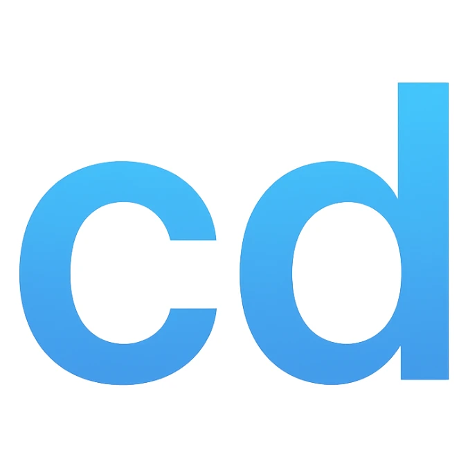 letters 'cd' in bold modern style blue gradient color sticker