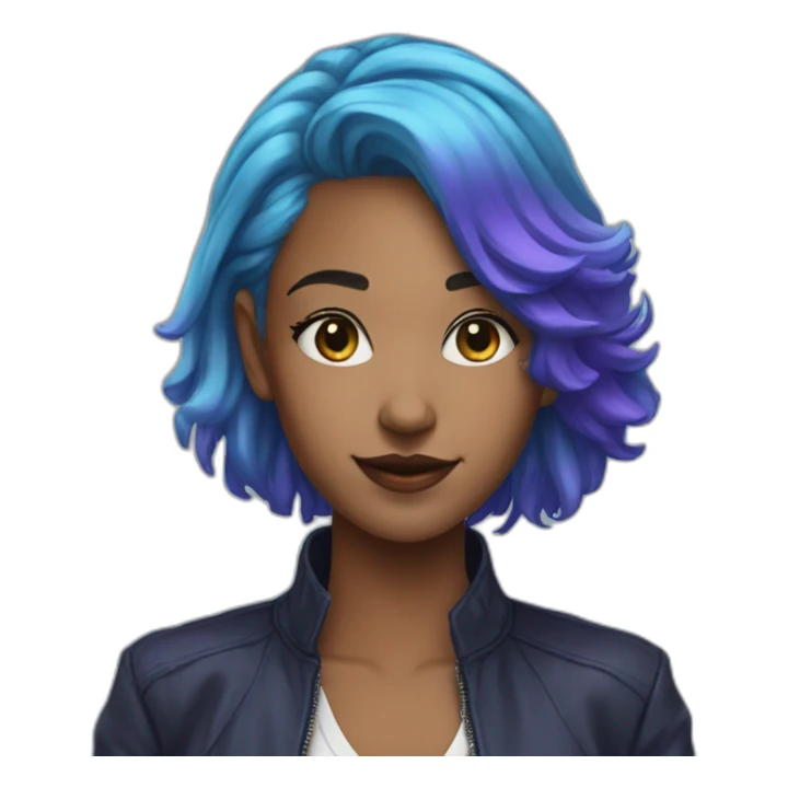 Blue purple hair jacket cool girl sticker
