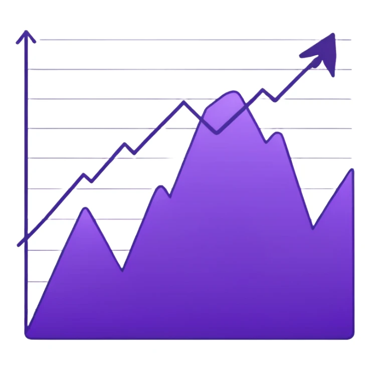 A line graph in the style of a purple Japanese sketch sticker