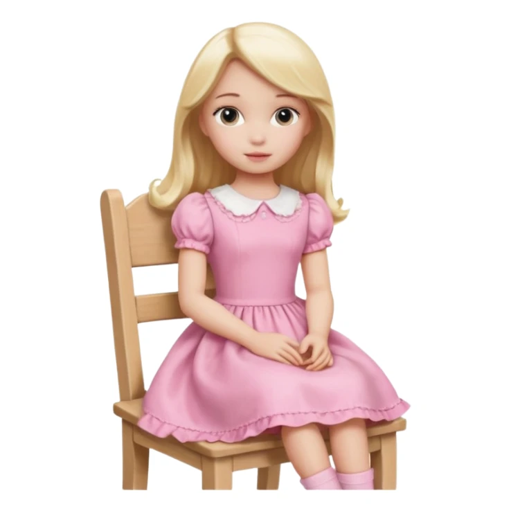 Blonde Doll wearing pink sitting On The Chair  sticker