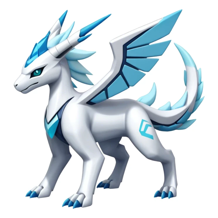 Futuristic Kyurem-reshiram-Glaceon-dialga-suicune-hybrid, full body sticker