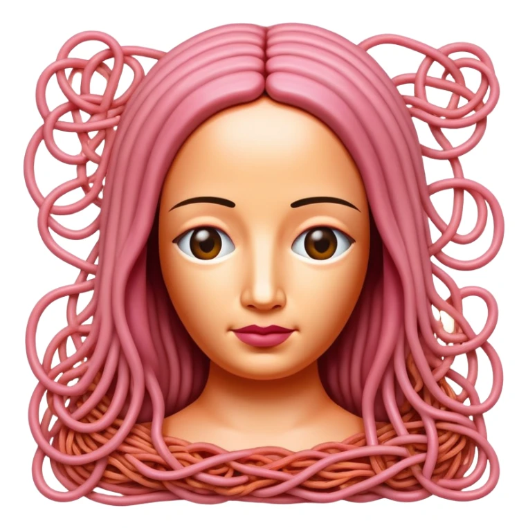 monalisa made of SPAM meat melted pink  spaghetti portrait sticker