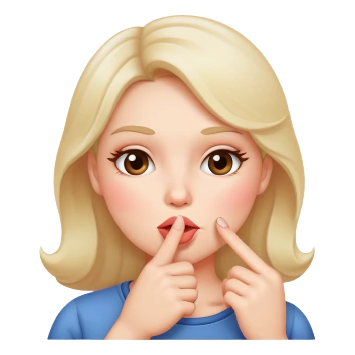 Woman putting a finger in her mouth with blushing cheeks sticker