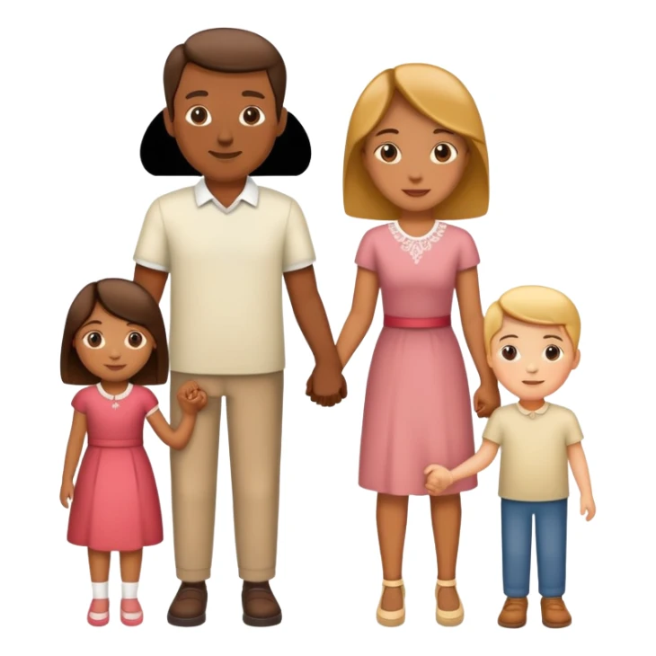 traditional family with two parents and two children holding hands sticker