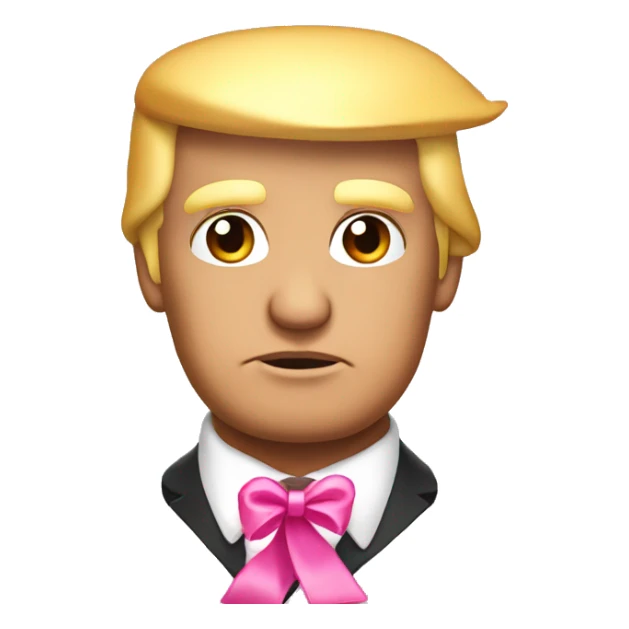 Donald trump with a pink ribbon bow on his head sticker