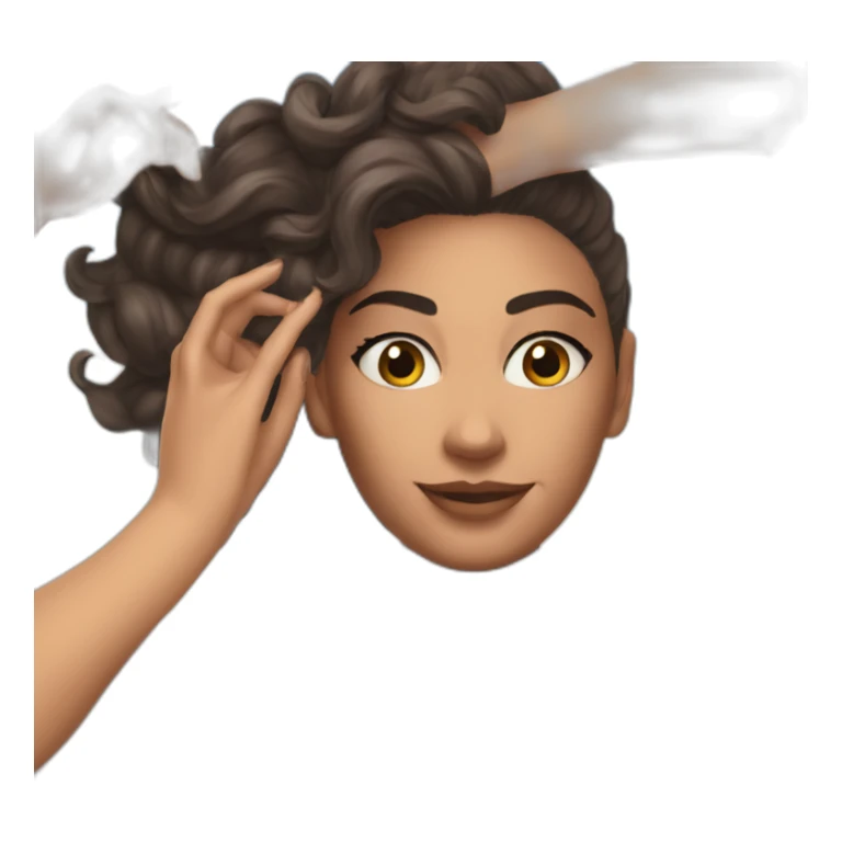 Slim-thicc Caucasian woman bikini hands-in-hair pose (beach body) sticker