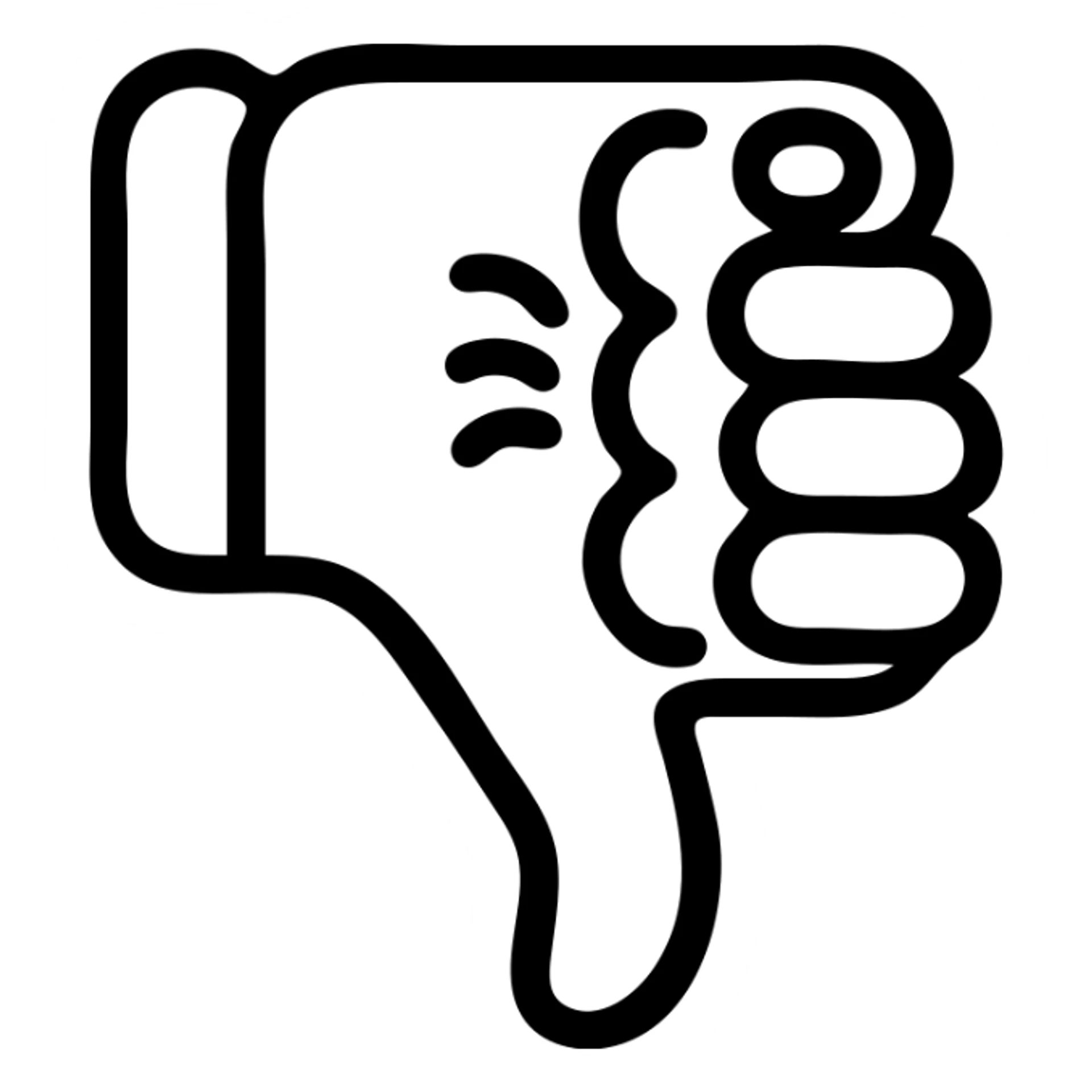 cute simple cartoon pink hamster paw giving a thumbs down, outlined minimal details, isolated sticker