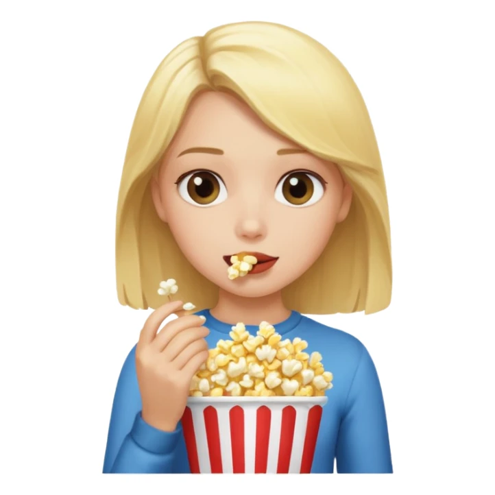 Blonde girl eating popcorn sticker