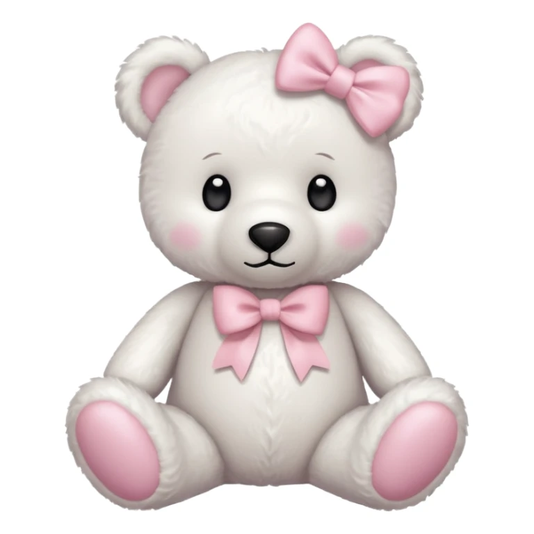 White cute teddybear toy with a light pink bow on her head sticker