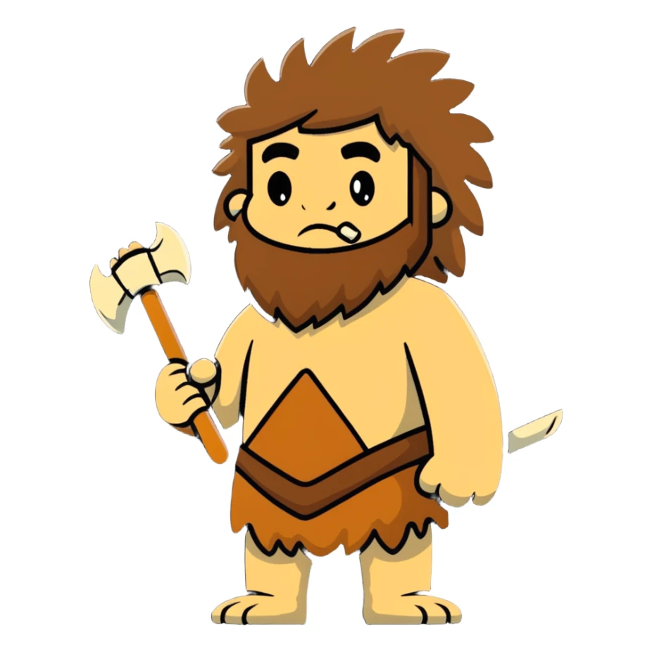 caveman with a bone club and animal fur sticker