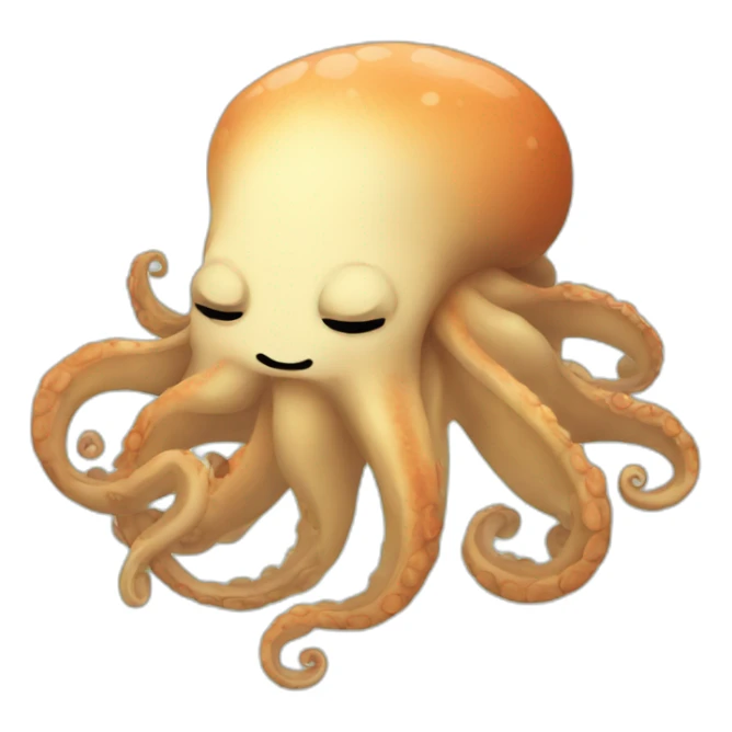 a cute kraken with closed eyes relaxing sticker