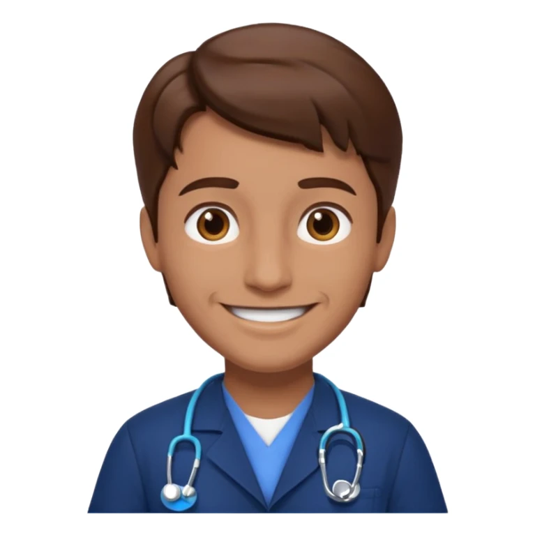 doctor hombre con uniforme azul oscuro cabello marron sticker