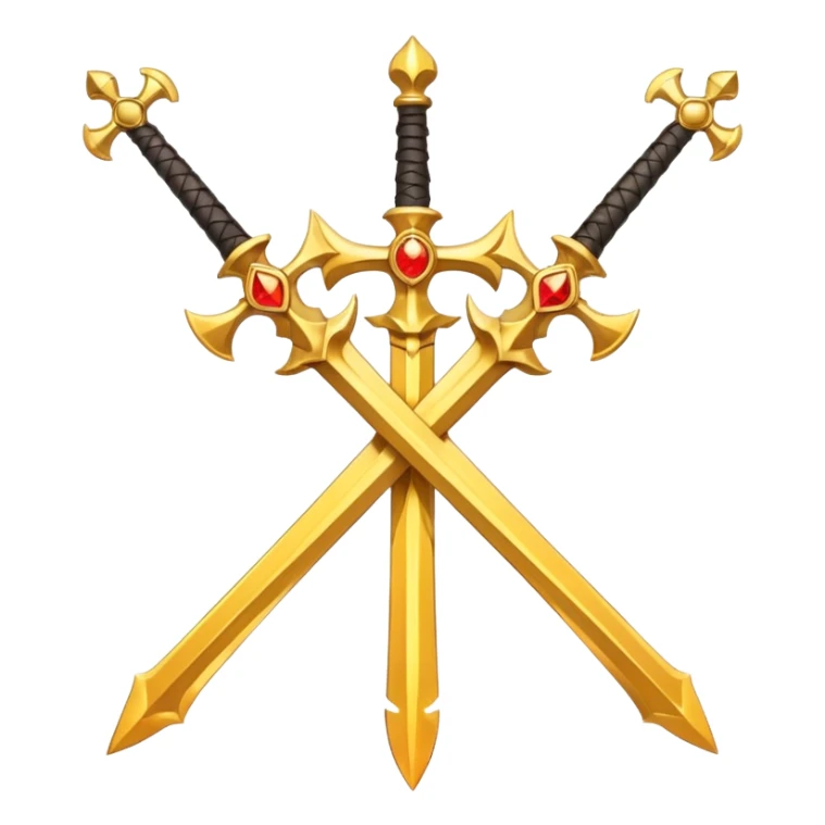 Two fiery royal golden swords in a cross sticker
