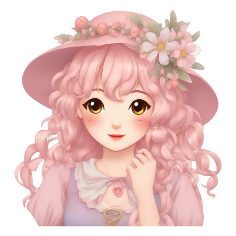 Gorgeous anime style lady with blushing face and accessories cottagecore fairycore  Kawaii anime colorful pearly romantic simplistic aesthetic trending stylea sticker