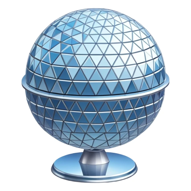 Isometric exterior Walt Disney World Epcot sphere, dollhouse style 3D realistic  sticker