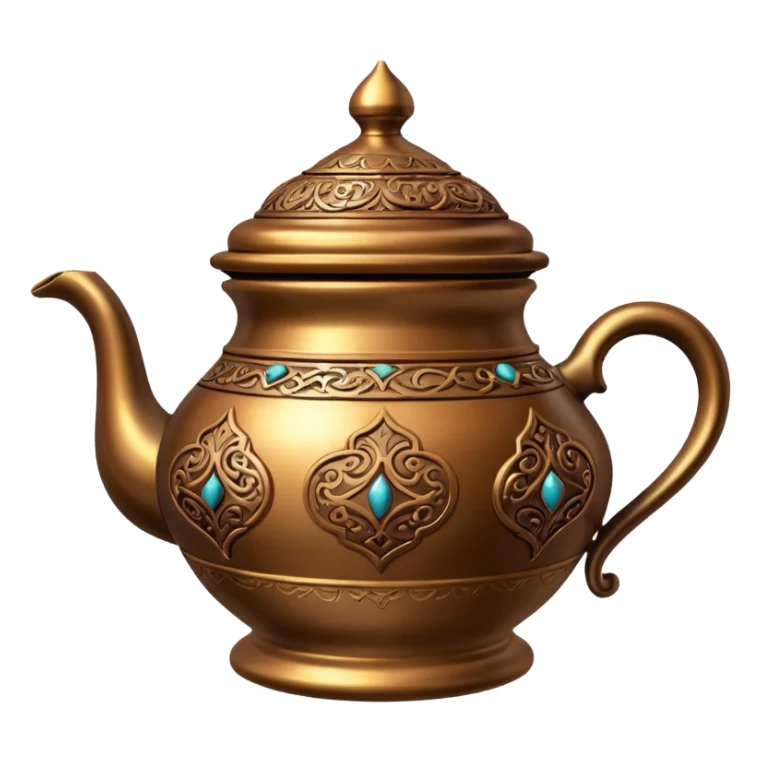 an Arabic pot of coffee with dates, elegant, detailed, suitable for an icon or emoji sticker