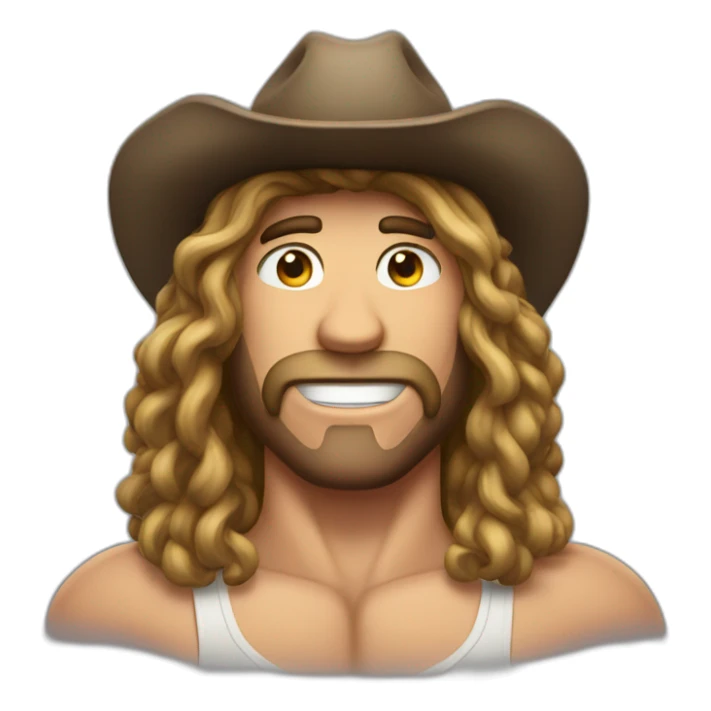 Very muscular guy with Long thick hair with a hat  sticker