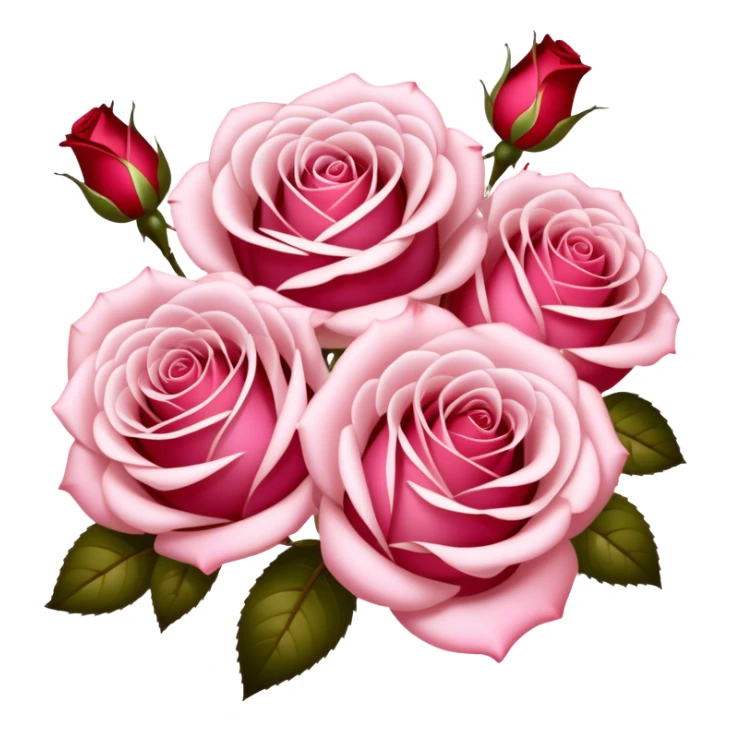 Soft pink champagne roses intertwine with glistening rubies, blending elegance with warmth. The delicate petals and deep red gems create a luxurious, romantic scene. sticker