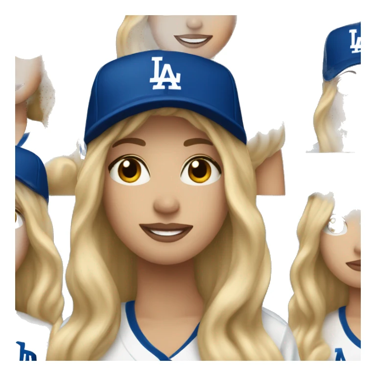 Long blonde hair woman wearing a Dodgers hat sticker