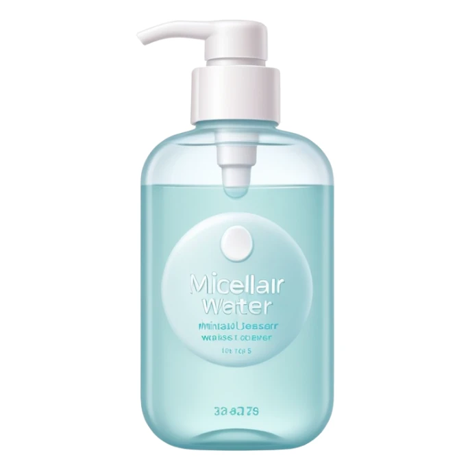 Micellar water cleanser bottle, minimalist, rounded, soft pastel colors, SOS skin care sticker