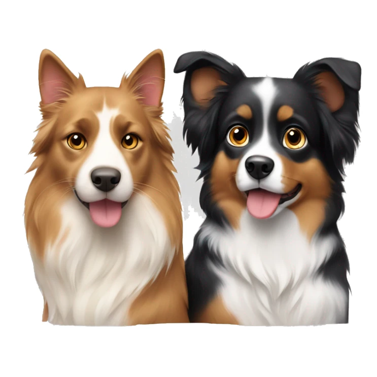 A calico cat next to a black and tan Australian Shepard dog sticker