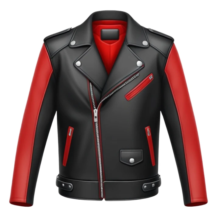 black leather jacket with red arms and shoulders sticker