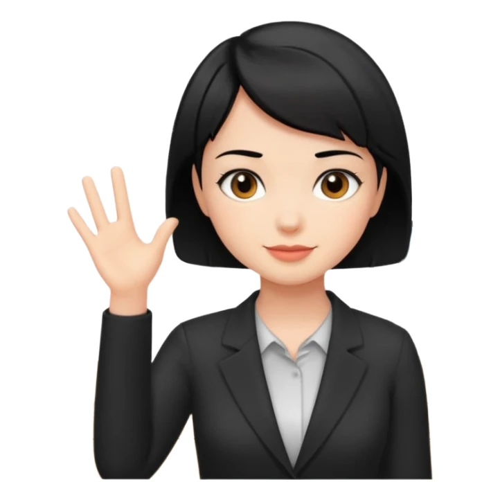 black short hair office  girl says hi sticker