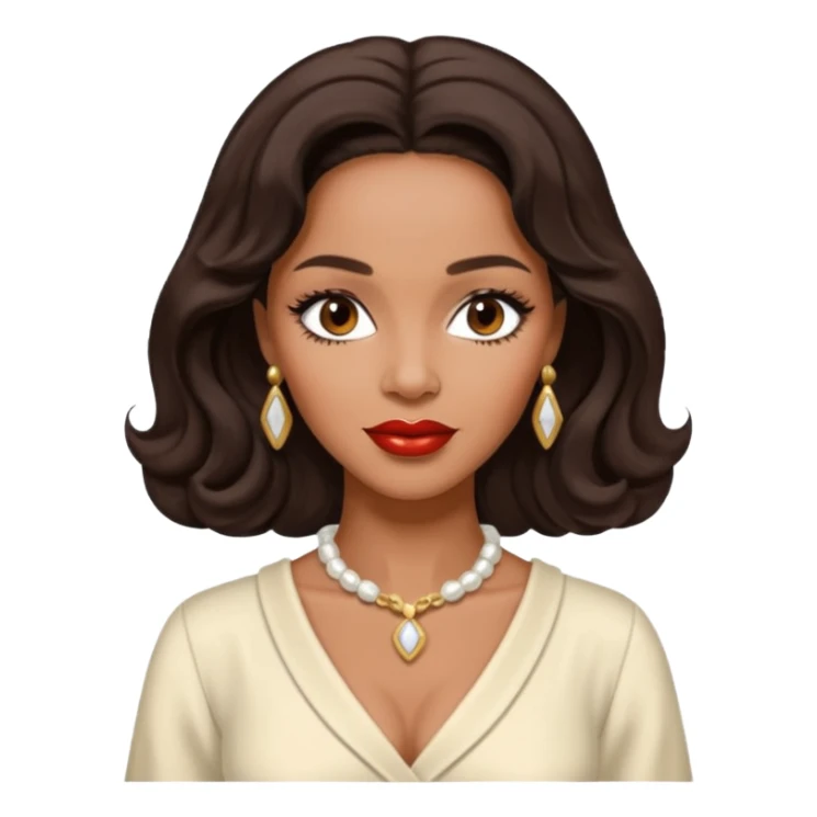 Dorothy Dandridge with long dark brown hair, ivory outfit sticker