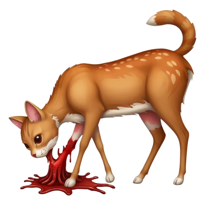 Cat kicking inside deer’s digesting stomach,  sticker