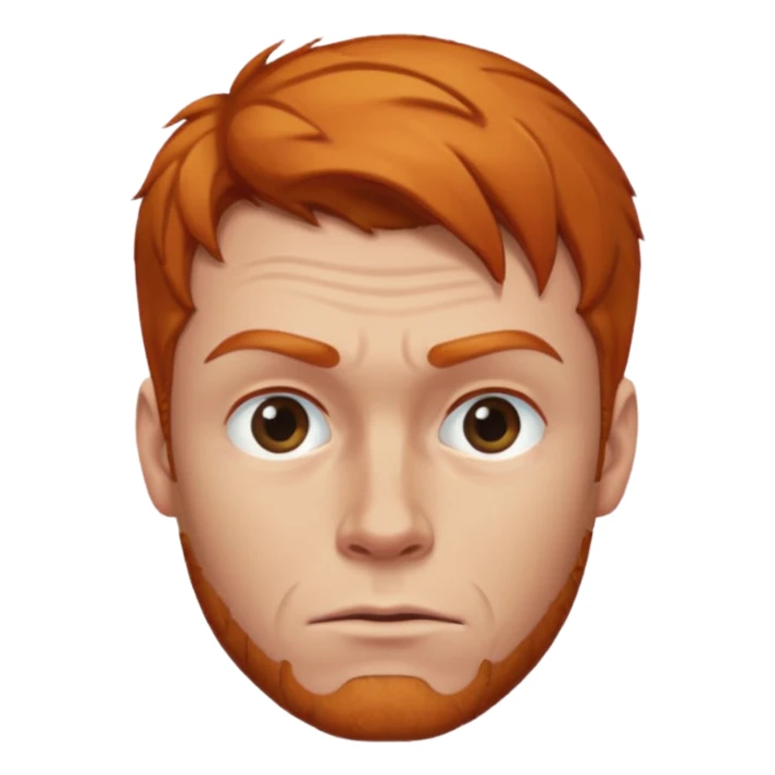 The 🤨 raised eyebrow emoji but with short ginger hair (a man) sticker