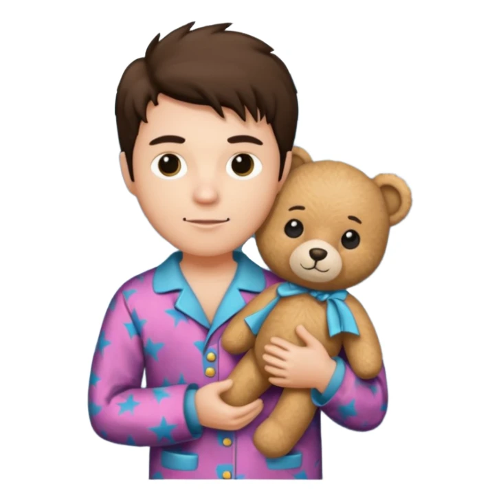 rock & roll fan wearing pajamas and holding a teddy bear sticker