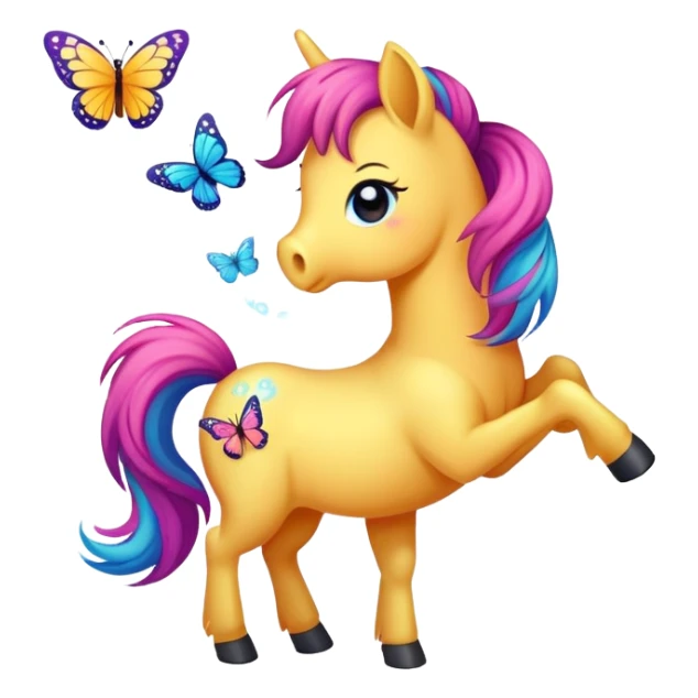 Pony farting out butterflies sticker