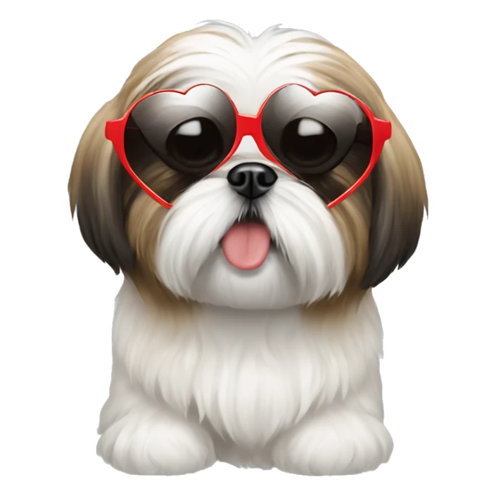 Shih Tzu wearing heart sunglasses sticker